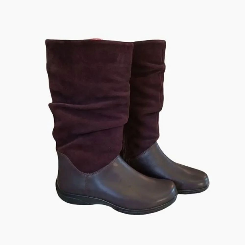 Hotter Mystery Maroon Leather Suede Boots Size 5.5